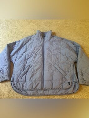 Free People Pippa Hydrangea Blue/Violet Quilted Jacket with Patch Logo